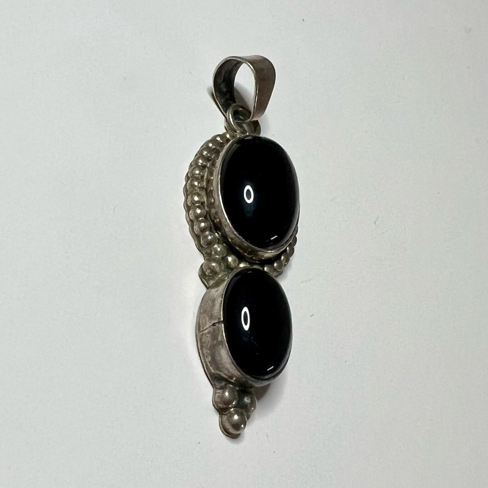 Vintage Sterling Silver Black Onyx Pendant